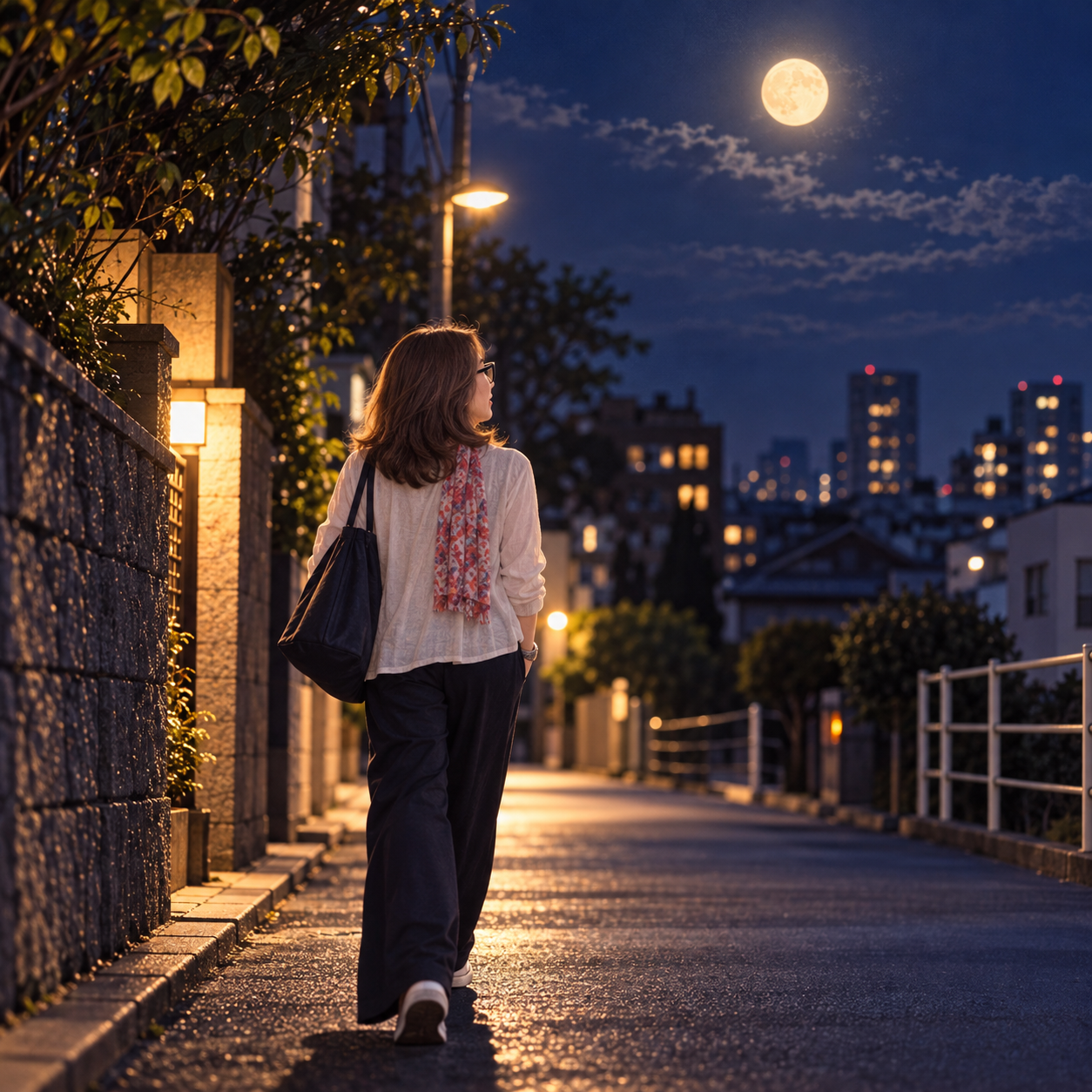 月明かりの夜道